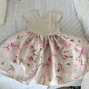 Elegant Cream and Pink Floral Kids Dress
